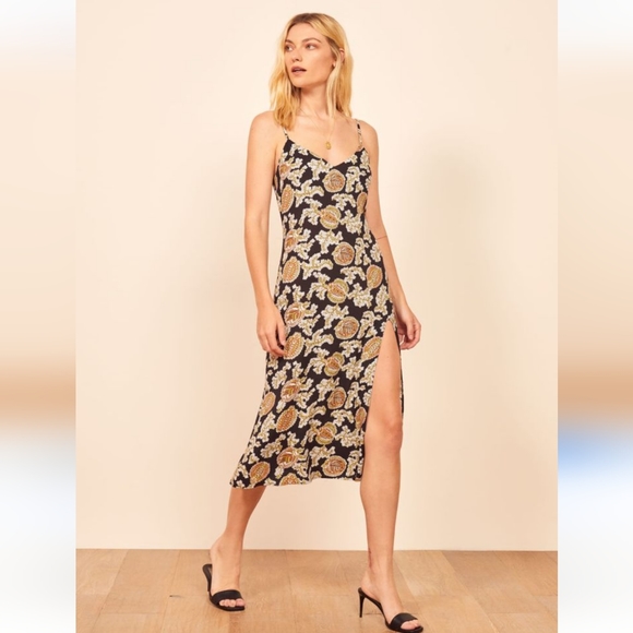 Reformation Crimini Paisley Midi Slip Dress Size 6 - Picture 1 of 10